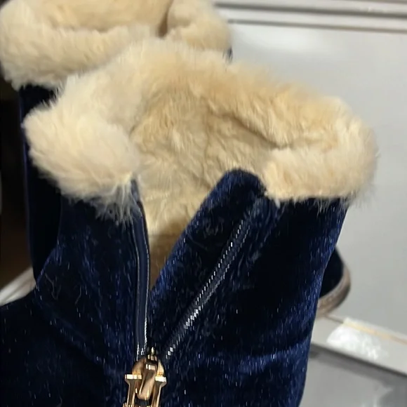 Michael Kors Baby Sweet Infant Booties Boots Shoes velour navy new Girls Size 2 - Picture 7 of 10